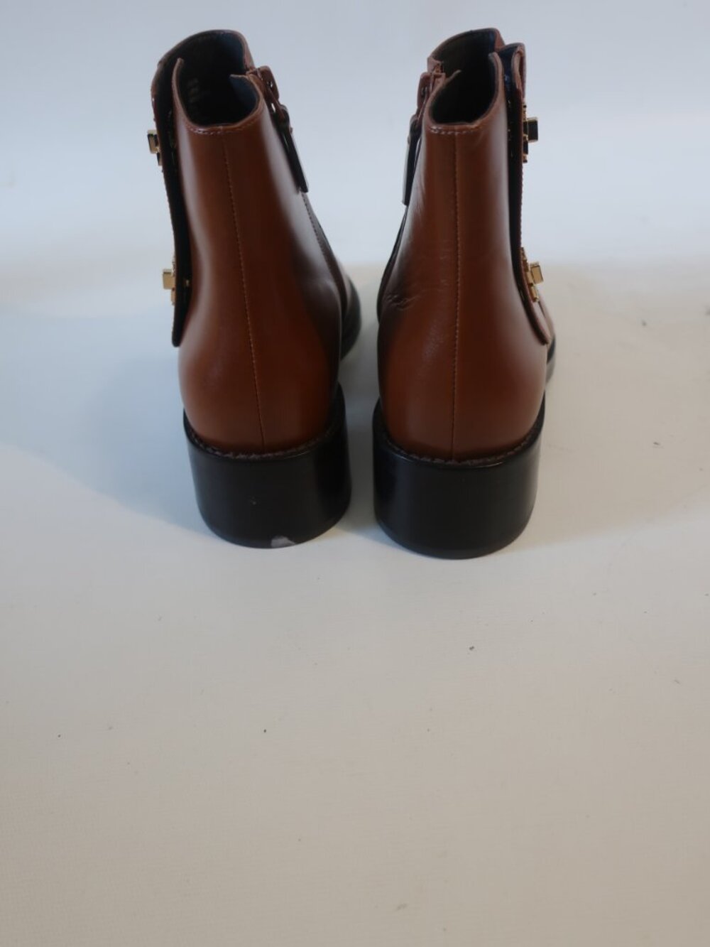 Womens Tory Burch T Lock Brown Leather Ankle Boots 9 - Picture 5 of 11